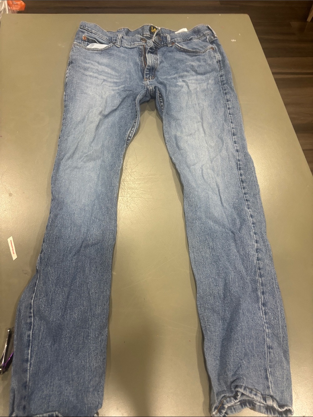 Distressed Men's Light Blue Denim Jeans - Classic Straight Fit